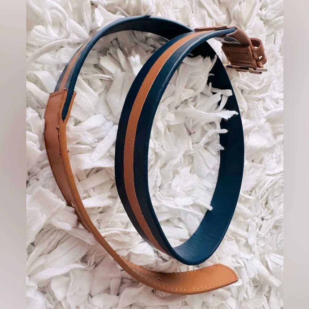 Eliza J Stripe leather belt